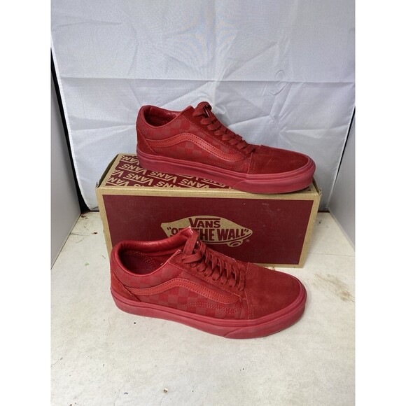 Vans Old Skool Tonal Checkerboard Skate Shoe - Racing Red - Women’s 8.5 - Picture 1 of 8